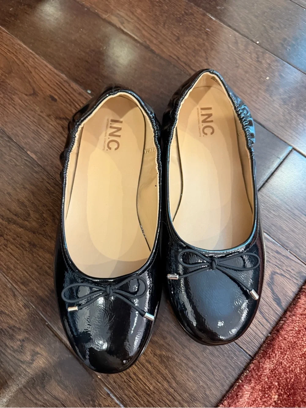 INC Black Patent Bow Ballet Flats size 4 girls